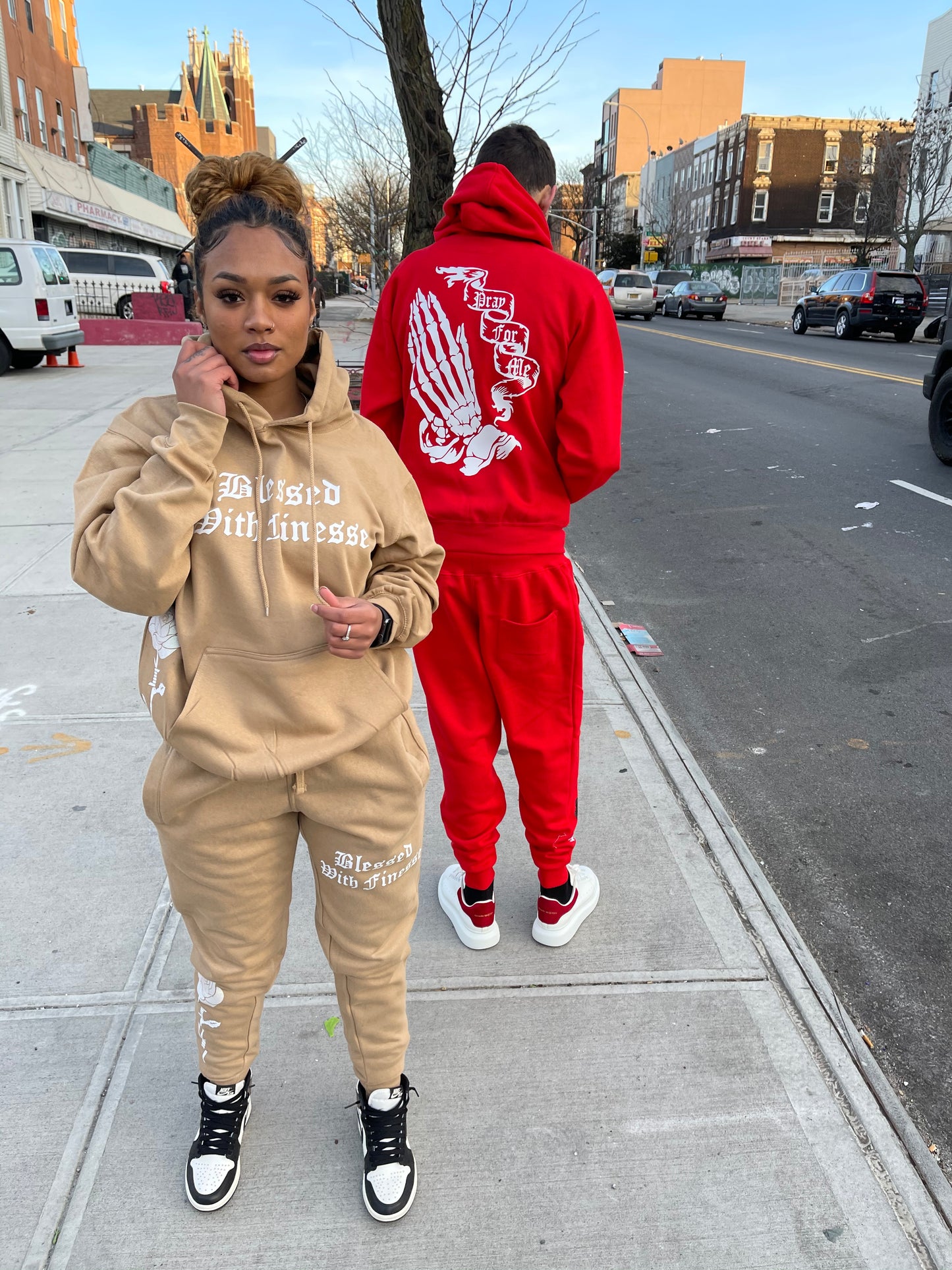 Tan Pray For Me Sweatsuits