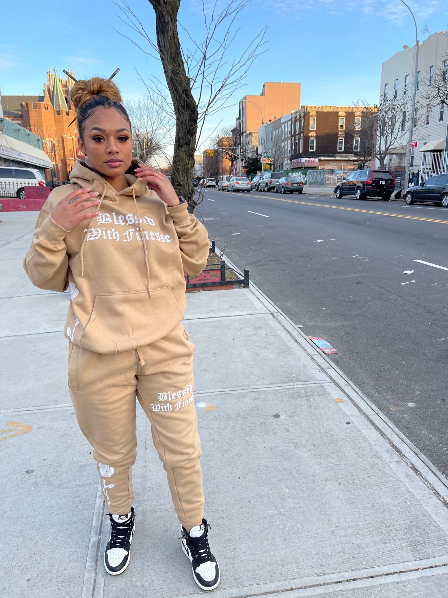 Tan Pray For Me Sweatsuits